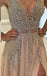 Προκλητικός Δείτε Μέσω Λεπτή Beading Πλευρά Σχισμή Τούλι Μακρά Βραδινά Φορέματα Prom, 172344