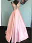 V Neck Pink A linha Heavliy frisada longos vestidos de baile, 17540