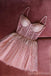 Sangles Strassstone See Through Dusty Pink Homecoming Robes en ligne, Robes de bal court bon marché, CM819