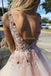 Sexy Backless Pink Lace frisada Evening Prom Dresses, Evening Party Prom vestidos, 12289