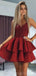 Σπαγγέτι Μακαρόνια Σκούρο Κόκκινο Σύντομη Homecoming Φορέματα Σε Απευθείας Σύνδεση, Φτηνές Κοντό Φορέματα Prom, CM842