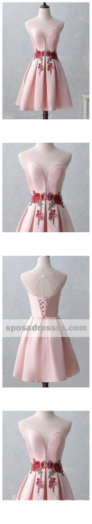 Ilusão bonito colher rosa barato Homecoming vestidos curtos on-line, CM536