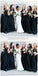 Halter Custom Chiffon Long Black Bridesmaid Dresses, WG225