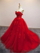 Robe de bal rouge vif en dentelle pas cher longues robes de bal de soirée, pas cher personnalisé Sweet 16 robes, 18520