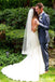 Manches courtes voir à travers les fleurs faites à la main longues robes de mariée de mariage bleu poussiéreux, WD282