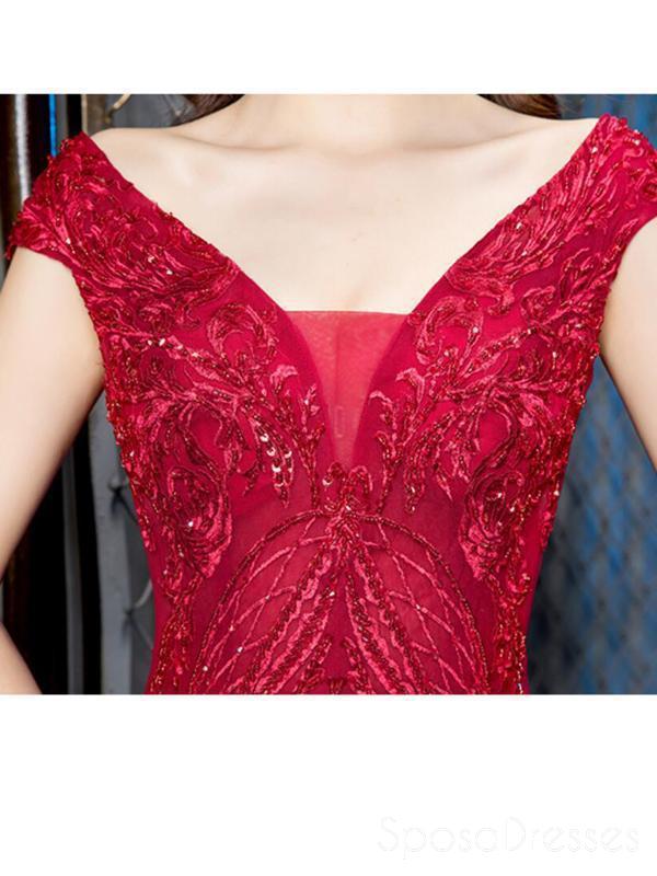 Cap Sleeves Red Lace Beaded Sereia Cheap Long Evening Vestidos De Baile, Vestidos De Baile Da Noite Festa, 18644