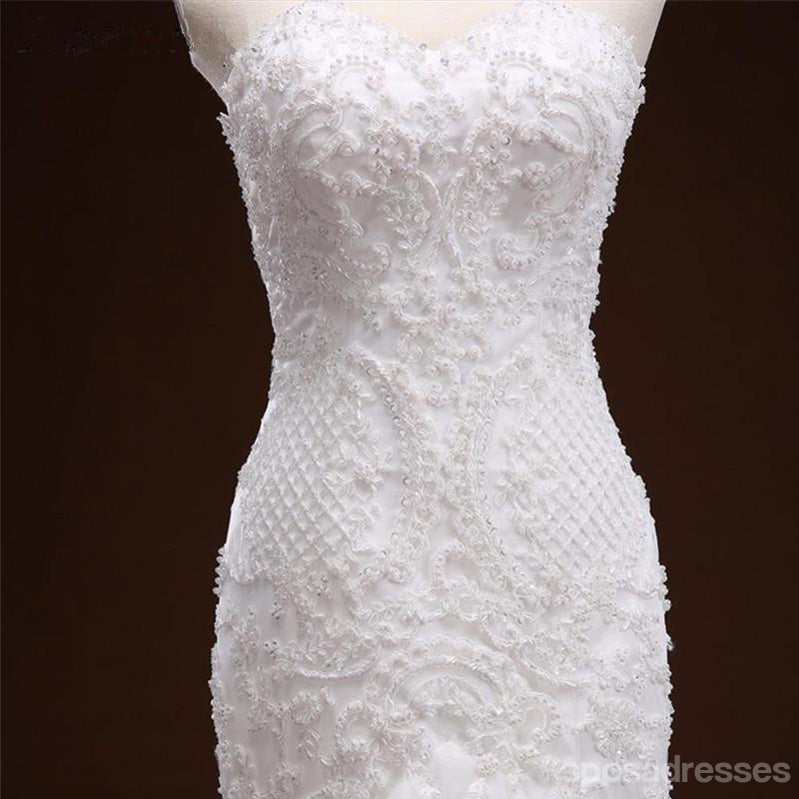 Schätzchenausschnittmeerjungfrauenschnürsenkel langer Schwanz luxuriöse Hochzeitsbrautkleider, kundenspezifische gemachte Hochzeitskleider, erschwingliche Hochzeitsbrautkleider, WD246