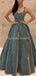 Σπαγγέτι ιμάντες απλό πράσινο μακρύ βραδινό νυφικό, φορέματα βραδινού πάρτι, 12246