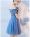 Mangas curtas fora do ombro azul laço barato Homecoming vestidos on-line, barato curto vestidos de baile, CM781