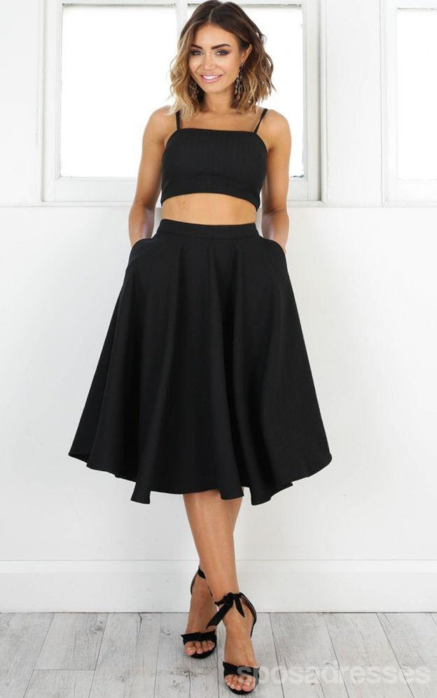 Απλή Δύο Κομμάτια Μαύρο Σύντομη Φορέματα Homecoming 2018, CM505