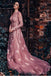 Erotischer offener rosa Zurücklangarmschnürsenkel lange Abendhigh-School-Ballkleider, 17484