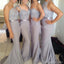 Populäre vier Differnt Stile ungleicher Schnürsenkel graue erotische Brautjungfernkleider der Meerjungfrau Long, WG62