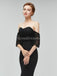 Short Sleeves Lace Mermaid High Low Black Cheap Bridesmaid Vestidos Online, WG581