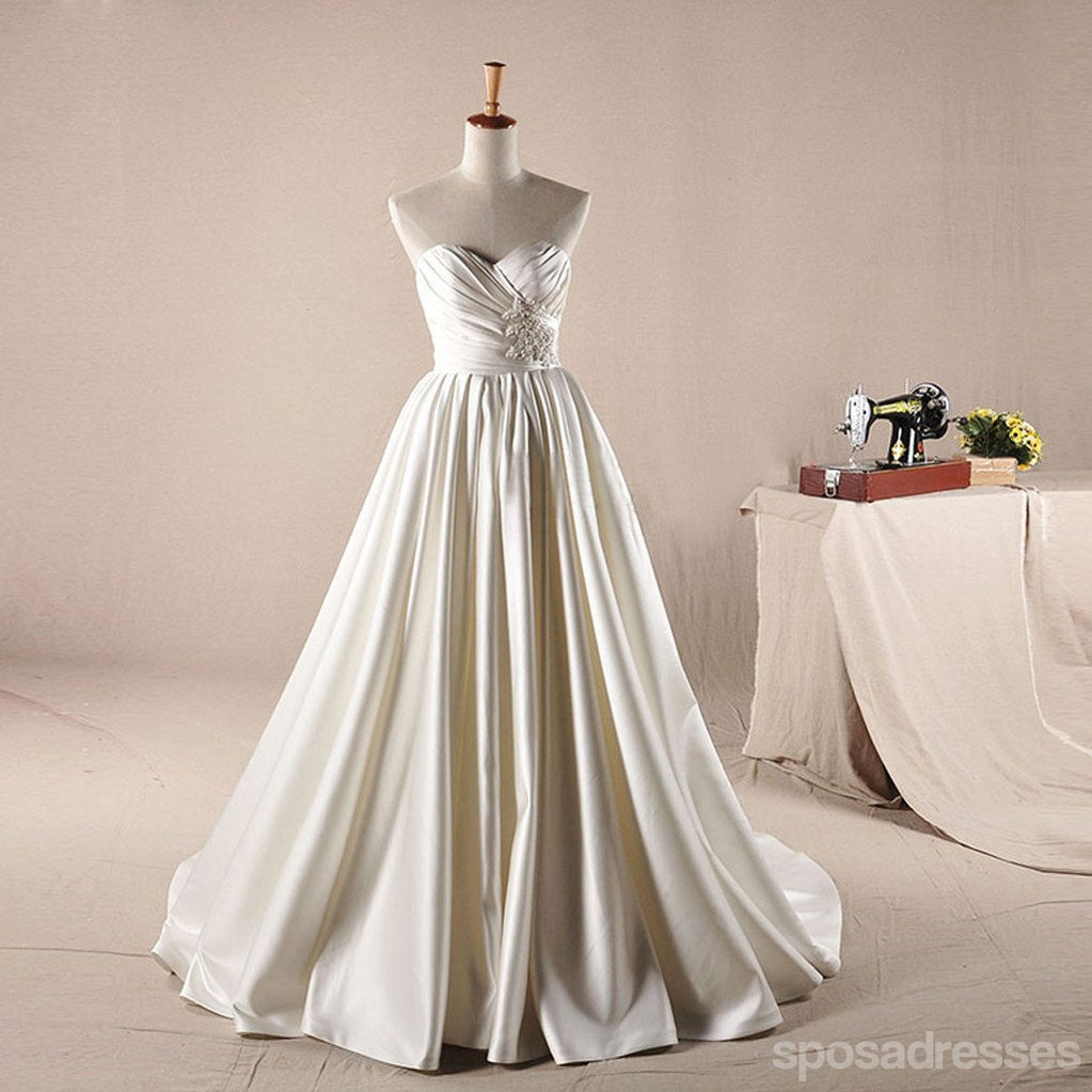 O namorado de marfim de vantagem Long alinha vestidos de festa de casamento de desenho simples, WD0064