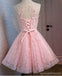 Ροζ Ανοικτή Πλάτη Δαντελλών Χάντρες Χαριτωμένο Homecoming Prom Φορέματα, Οικονομικά Σύντομο Κόμμα Φορέματα Prom, Τέλεια Homecoming Φορέματα, CM320