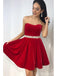 Scoop Red Simple Μαργαριτάρια με χάντρες Φόρεμα Κοντά Φορέματα Homecoming Online, CM593
