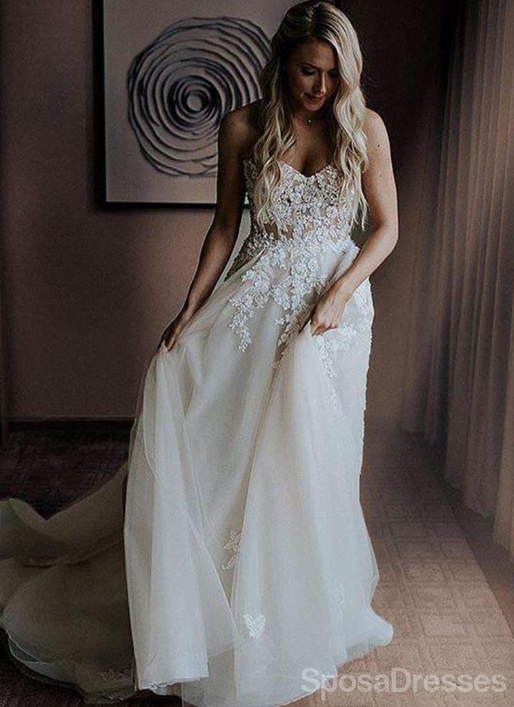 Αγαπημένο δαντέλα μέσω φθηνών γαμήλιων φορεμάτων στο διαδίκτυο, φθηνά μοναδικά νυφικά, WD596