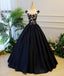 Cap Sleeve Black Lace A-Linie Einfachen Langen Abend Prom Kleider, Lange Party Prom Kleider, 17327