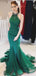Halter beaded σμαραγδένια πράσινη γοργόνα μακρύ βράδυ prom φορέματα, φτηνά γλυκά 16 φορέματα, 18425
