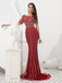 Scoop Short Sleeves Perlen Red Abendkleider, Abendparty Abendkleider, 12081