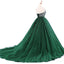 Στράπλες Σμαραγδένιο Πράσινο Τούλι διακοσμημένο με Χάντρες Μια γραμμή Φτηνά Φορέματα Prom Βραδιού, Γλυκό 16 Φορέματα, 17494
