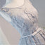 Open Back Back Grey Lace Scoop Neckline Homecoming Prom Φορέματα, Προσιτά Φορέματα Κοντών Πάρτι Prom, Τέλεια Φόρεμα Homecoming, CM274