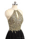 Des robes de promos de courte durée en couleur noire perlées de dentelle d'or, 16 robes de promo à court terme abordables, des robes de queue de poche parfaites, CM369