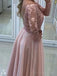 Fora do ombro sem dorso Long Sleeve Blush Pink Evening Prom Dresses, 17401