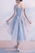 Κοντό Μανίκι Από τον Ώμο Υψηλή Πώς Σκονισμένο Μπλε Φτηνές Φορέματα Homecoming 2018, CM513