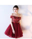 Hors épaule dentelle perlée voir à travers les robes de bal rouges en ligne, robes de bal courtes pas chères, CM790
