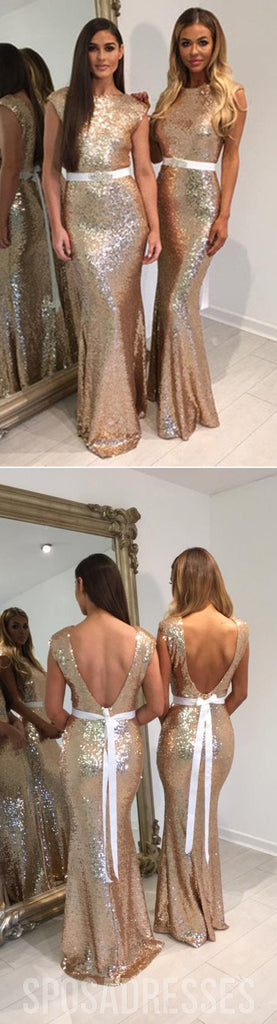 Design de mode paillette de Shinning sirène élégante longues robes de demoiselle d'honneur bon marché pour le parti de mariage, WG72