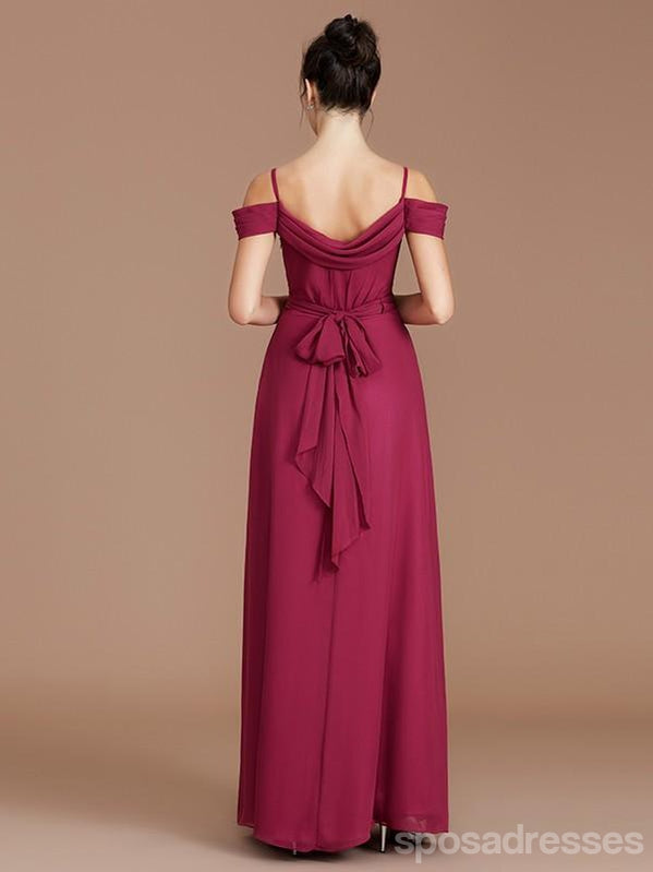 Gaze espaguete vermelho-escuro segura vestidos de dama de honra baratos longos online, WG676