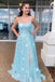 Côté Slit Cheap Tiffany Blue Sequin Evening Prom Dresses, Evening Party Prom Dresses, 12186