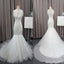 Wunderschöne Elegante Weiße Spitze-Meerjungfrau-Tulle-Hochzeits-Party Kleider, Brautkleid, WD0072