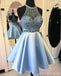 Elegant Blue Halter Beaded Cheap Homecoming Dresses Online, CM597