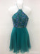Green Chiffon Beaded Φτηνά Κοντά Φορέματα Homecoming Online, CM599