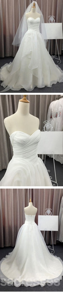 Απλό Κομψό αγαπημένο Λευκό Σιφόν το Κόμμα του Γάμου Φορέματα Φθηνά το Νυφικό Φόρεμα, WD0077