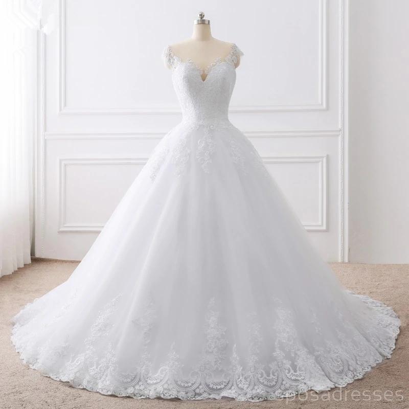 Mangas brancas scoop vestidos de noiva on-line, vestidos de noiva baratos, WD509