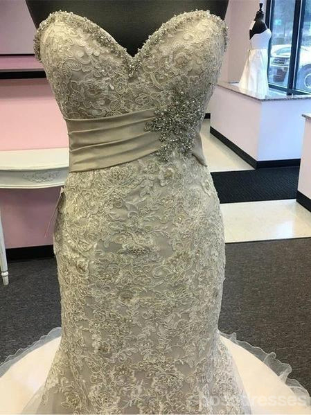 Γλύκα Lace Beaded Γοργόνα Φθηνά Φορέματα Γάμου Σε Απευθείας Σύνδεση, Φτηνές Μοναδικά Νυφικά Φορέματα, WD592