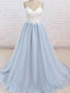 Απλό Σπαγγέτι Λουριά Φως Μπλε Μια γραμμή Μακρύ Βράδυ Φορέματα Prom, 17525