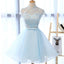 Haute encolure robes de bal d'étudiants de retour au foyer mignonnes bleu clair, 16 robes douces abordables, CM331
