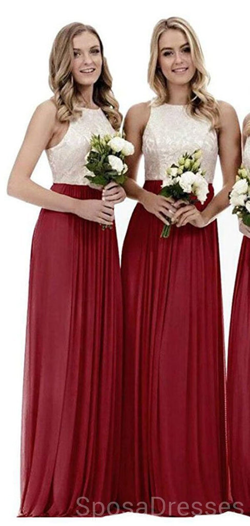 Halter jupe rouge longues robes de demoiselle d'honneur pas cher en ligne, WG625