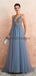 Spaghetti Straps See Through Beaded A-line Long Evening Prom Robes, Evening Party Prom Dresses, 12135