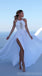 Sexy Backless Side Slit Λευκά βραδινά φορέματα Prom, Φθηνά προσαρμοσμένα Sweet 16 φορέματα, 18491