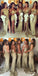 Sexy unique dépareillés or Seuin côté de Split scintillant Femmes Longues Robes De Soirée De Mariage pour demoiselles d'honneur, WG86