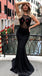 Sexy Backless Ver Através de Vestidos de Baile da Noite Da Noite Negra sereia, Cheap Custom Sweet 16 Vestidos, 18492