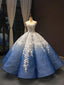 Cou de bijou Ombre robes de bal d'étudiants de soir de robe de boule bleues, robes de bal d'étudiants du parti du soir, 12254