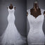 Robes de noce de mariage de sirène de lacet de manche de casquette, robes de mariée faites personnalisées, robes de mariée de mariage abordables, WD248