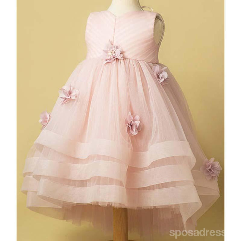 A luz cor-de-Rosa de Tule de Flores feitas à mão Vestidos de Menina, Barato, Vestidos da Menina de Flor, FG071