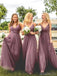 Spaghetti Straps Dusty Rose Long Bridesmaid Robes en ligne, Robes de demoiselles d’honneur bon marché, WG732